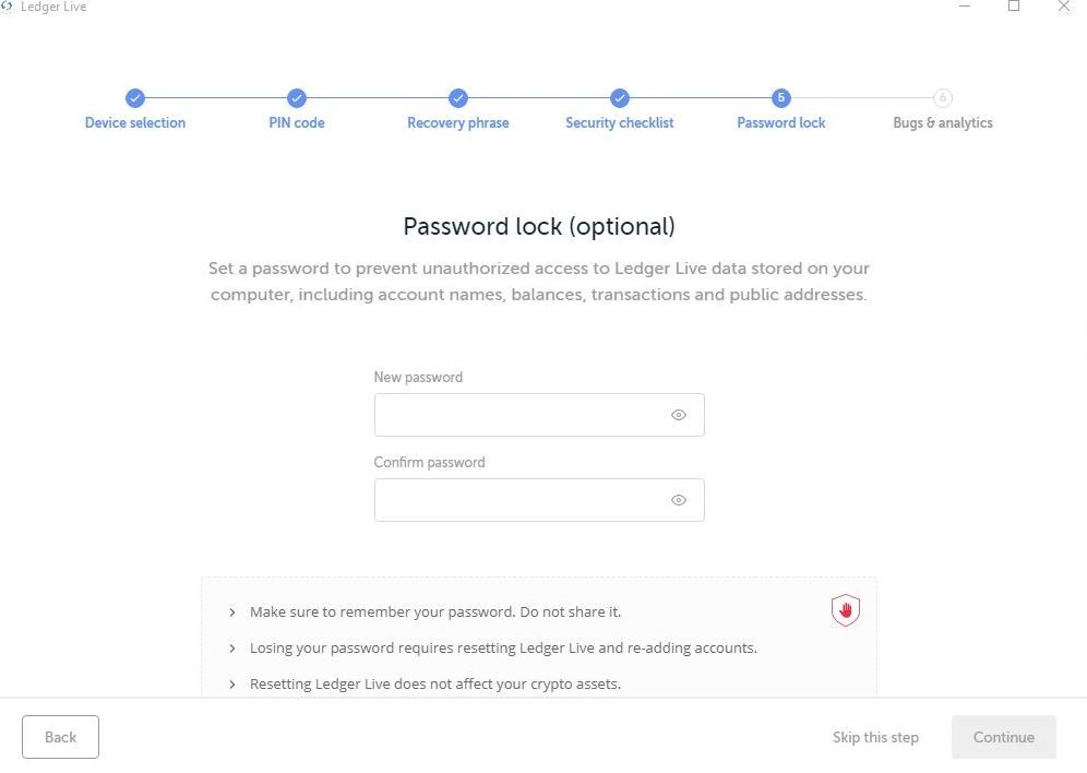 Ledger Live - lock app
